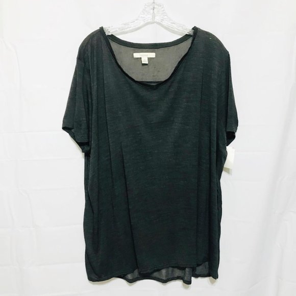 Sejour 2X Semi Sheer Short Sleeve V Neck T Shirt NWT - Picture 4 of 8
